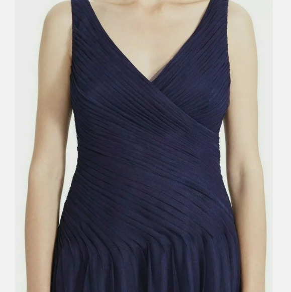 $250 LAUREN RALPH LAUREN Evening  Shirred Tulle Fit & Flare Sleeveless Dress 10 - Picture 6 of 12